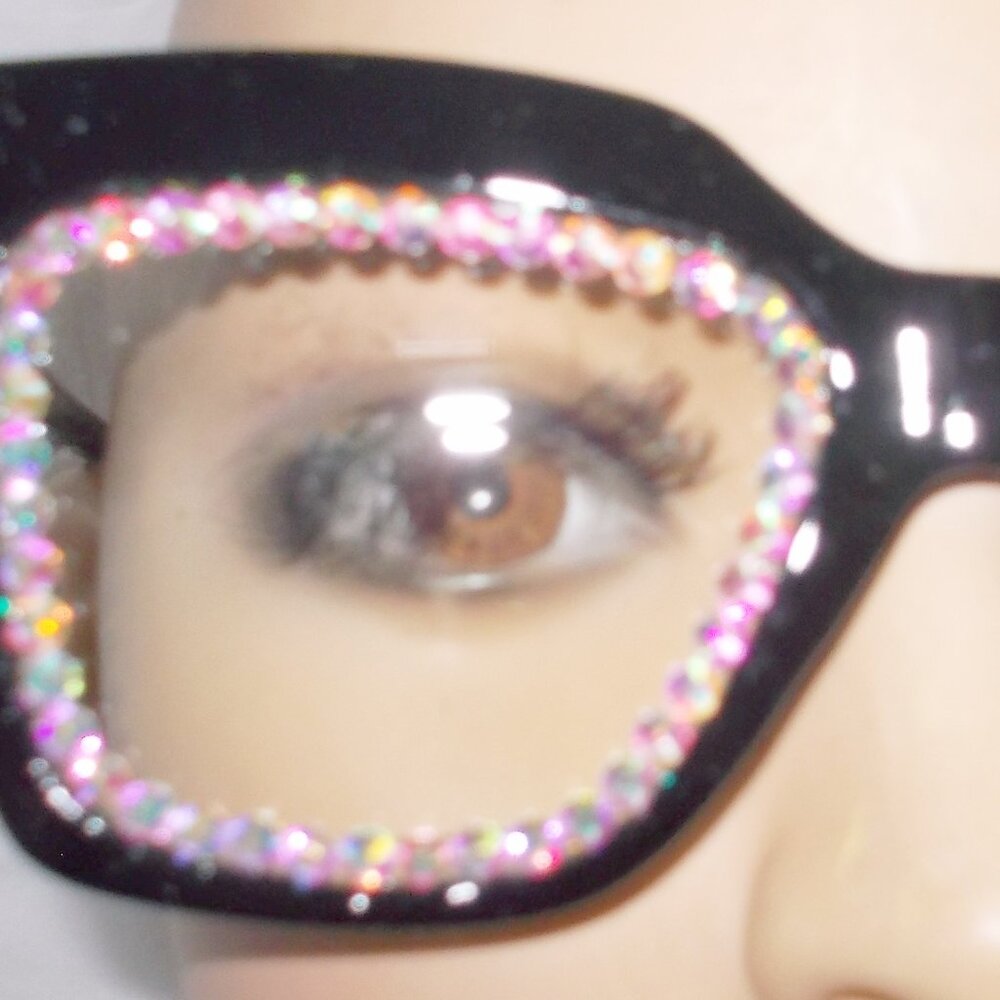 1.50 STRENGTH LARGE OVERSIZED BLACK READERS WITH CRYSTAL RHINESTONES